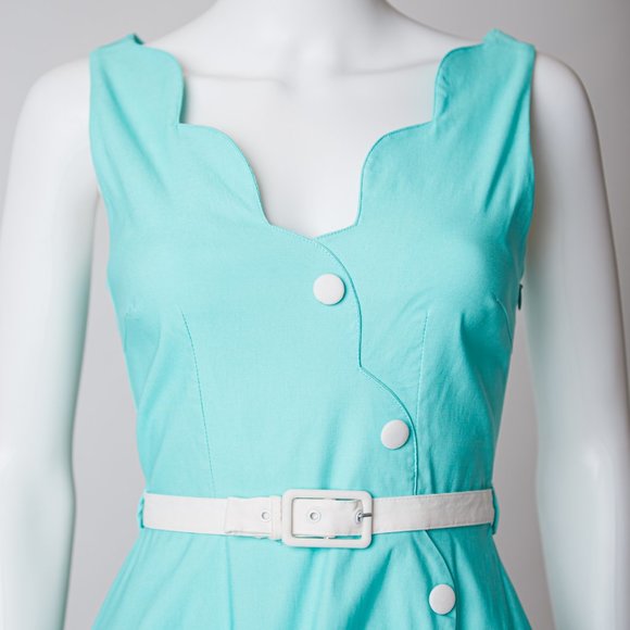 VooDoo Vixen Aqua pinup summer swing dress NWOT - Picture 4 of 10